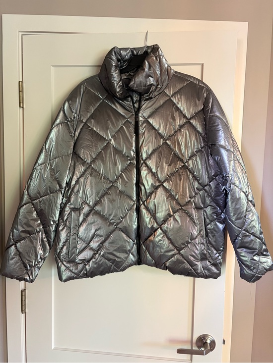 Lou & Grey Jackets & Blazers - Ann Taylor LOFT/Lou & Grey Metallic Quilted Puffer Jacket - Silver Size XL NWOT